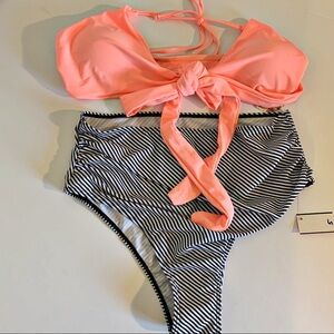 Beachqueen Bikini Tye Top Striped rouched bottoms!